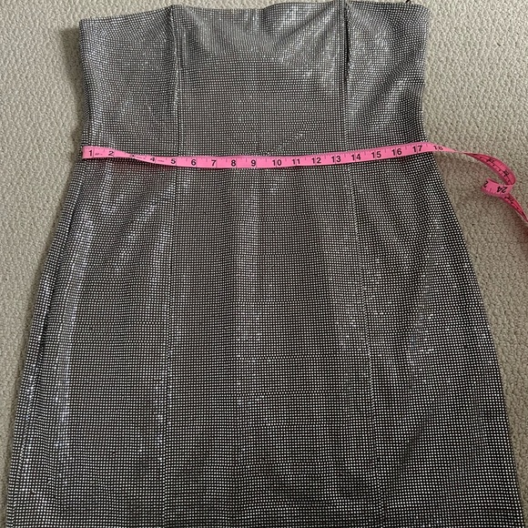 Zara Rhinestone Elegant Silver Strapless Dress sz XXL - Picture 4 of 7